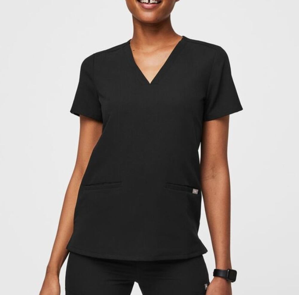 Figs Casma Three-Pocket Scrub Top Black XS